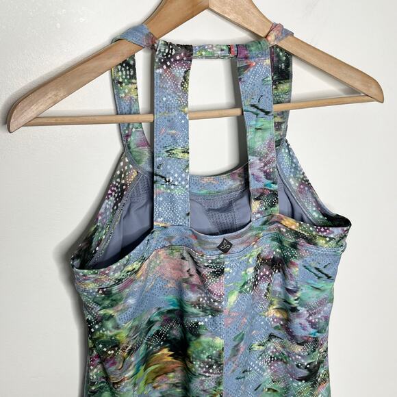 Prana Womens Cantine Dress Small Blue Graceful Floral Halter Padded Outdoor - Picture 8 of 10